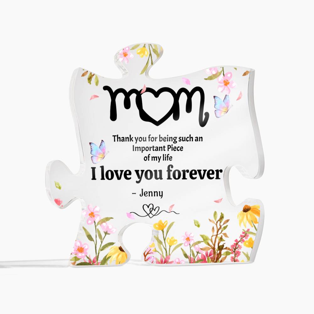 Mom Puzzle Plaque, Thank You Mom Floral Acrylic Gift