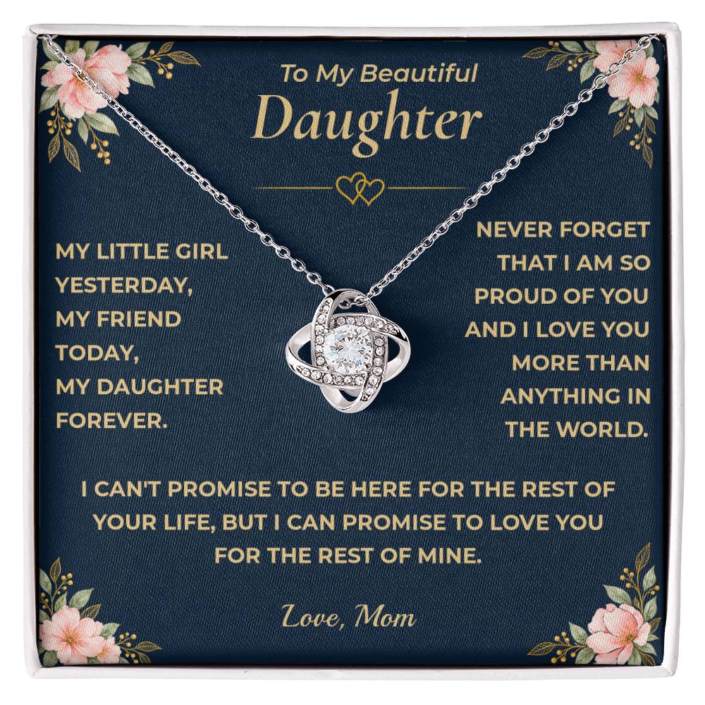 To My Daughter - "I Love You." Love Knot Necklace Gift Set - Mom