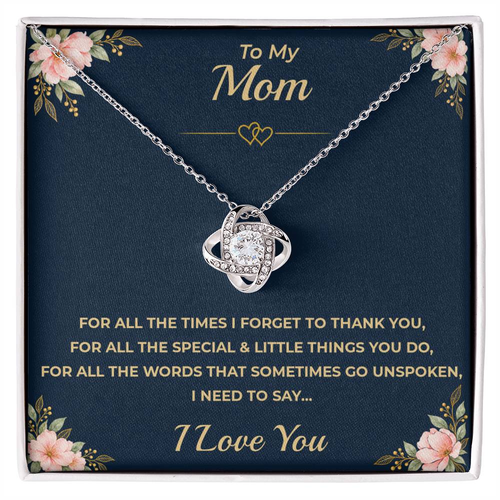 To My Mom - "I Love You." Love Knot Necklace Gift Set