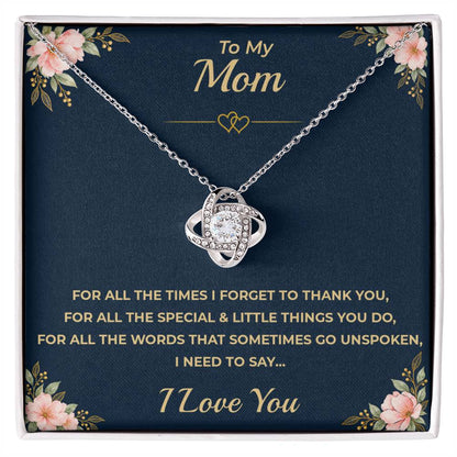 To My Mom - "I Love You." Love Knot Necklace Gift Set