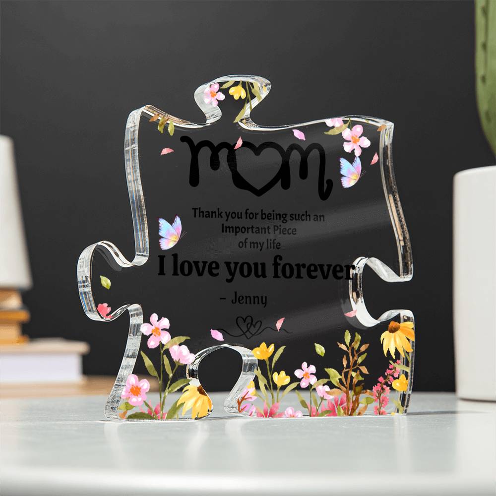 Mom Puzzle Plaque, Thank You Mom Floral Acrylic Gift