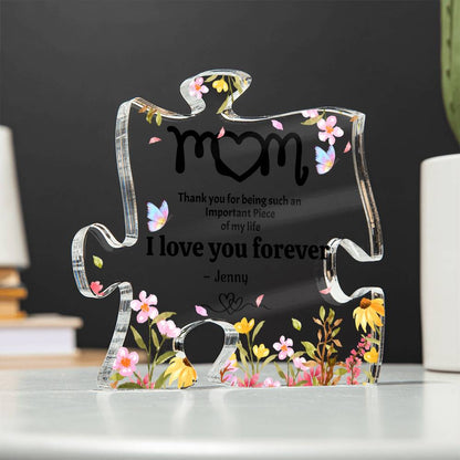 Mom Puzzle Plaque, Thank You Mom Floral Acrylic Gift