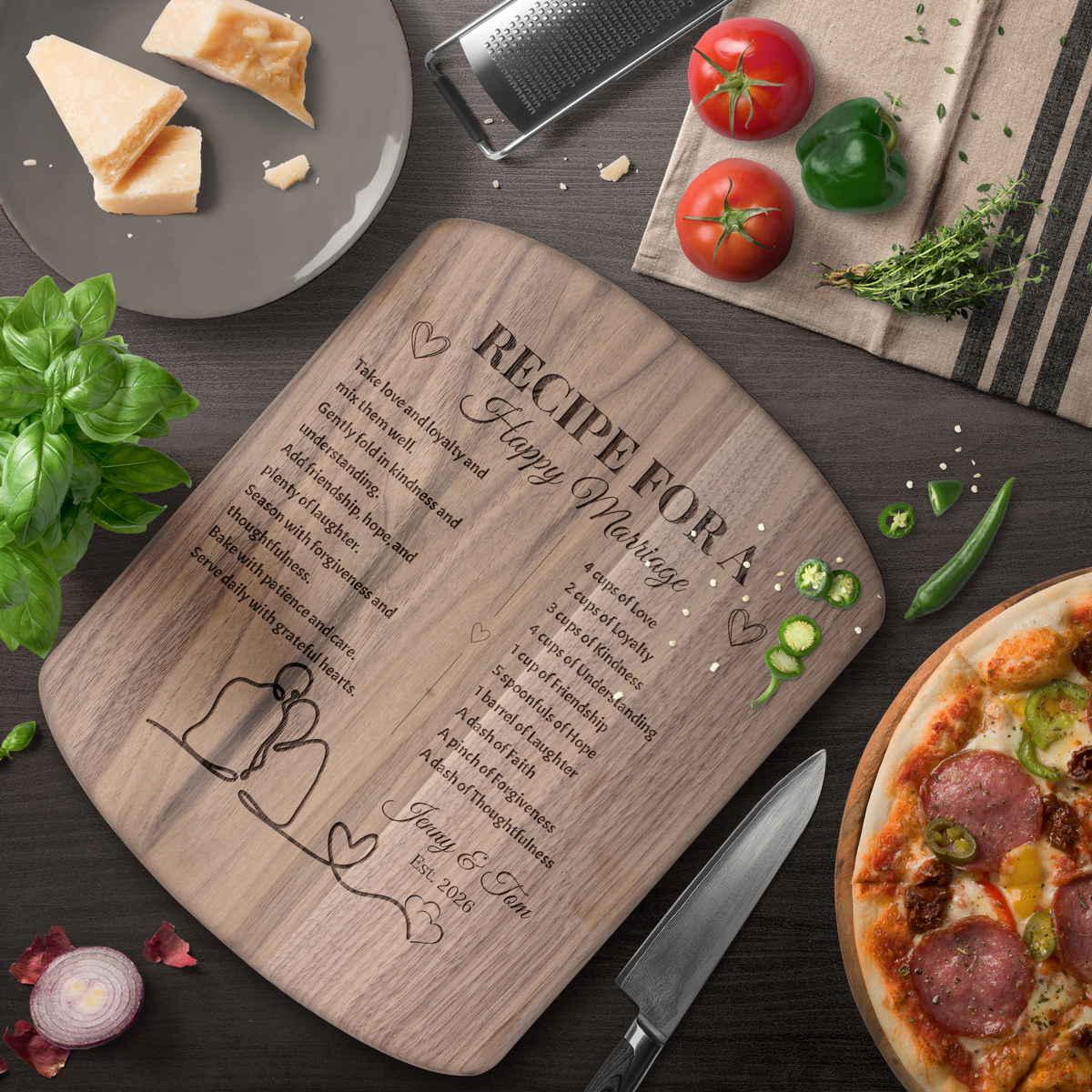 Recipe for Our Happy Ever After Decorative Cutting Board