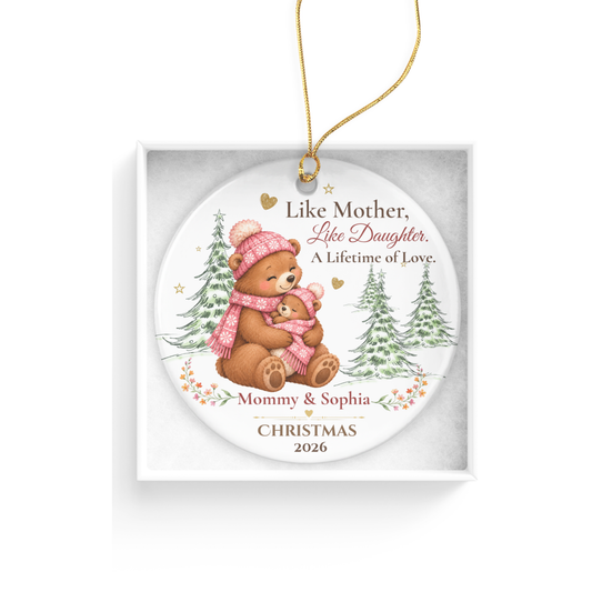 Personalized Mommy and Daughter Christmas Ornament, Mother Daughter Bear Gift