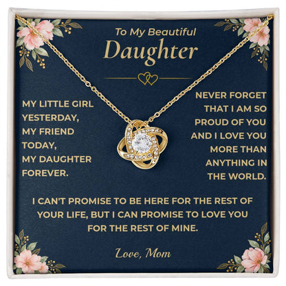 To My Daughter - "I Love You." Love Knot Necklace Gift Set - Mom