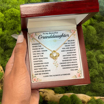 To My Beautiful Granddaughter - "A Chapter I'll Cherish Forever" Love Knot Necklace Gift Set