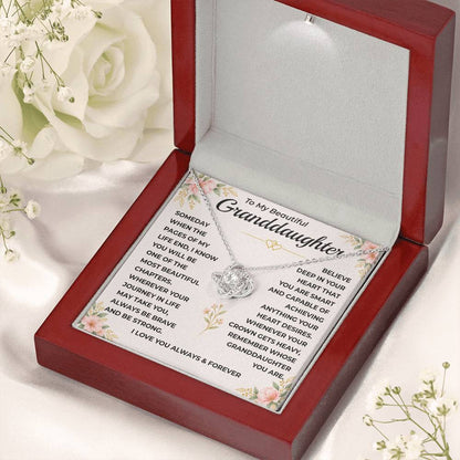 To My Beautiful Granddaughter - "A Chapter I'll Cherish Forever" Love Knot Necklace Gift Set