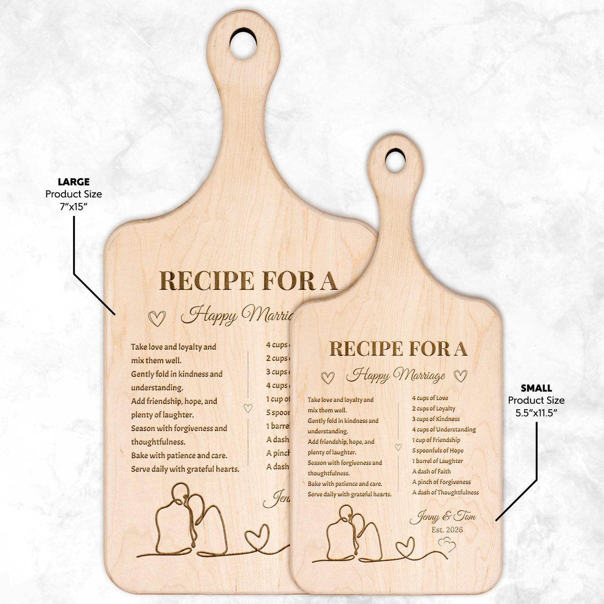 Recipe for a Happy Marriage Wedding Kitchen Decor Cutting Board