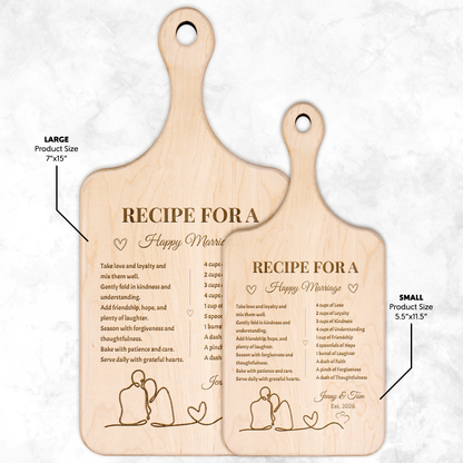 Recipe for a Happy Marriage Wedding Kitchen Decor Cutting Board