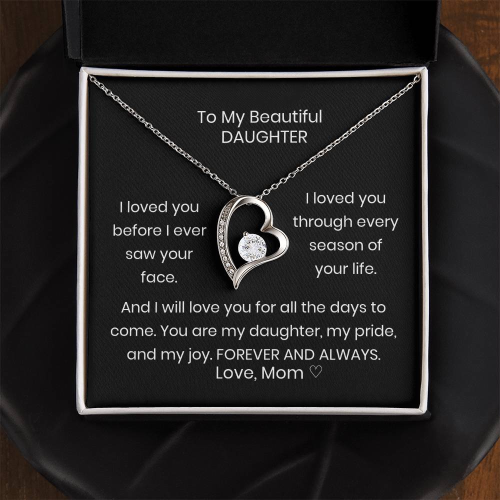 To My Daughter Heart Necklace Gift from Mom