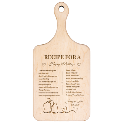 Recipe for a Happy Marriage Wedding Kitchen Decor Cutting Board